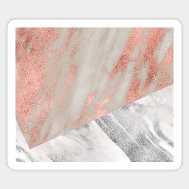 Rose gold marble - industrial concrete chrome Sticker by marbleco